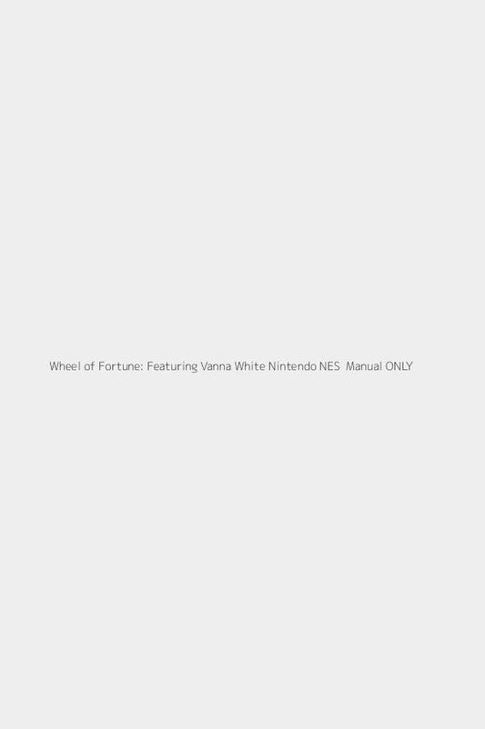Wheel of Fortune: Featuring Vanna White Nintendo NES  Manual ONLY
